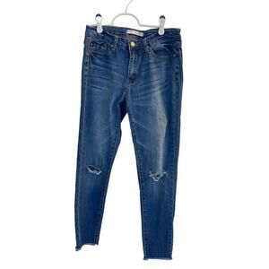 KanCan Jeans Women's Blue Estilo Distressed Raw‎ Hem Jeans Sz 27